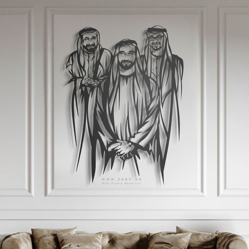 Sheikh Zayed, Sheikh Mohammed & Sheikh Sultan الشيخ زايد والشيخ محمد والشيح سلطان - Premium ( Metal ) 2024 (Copy)