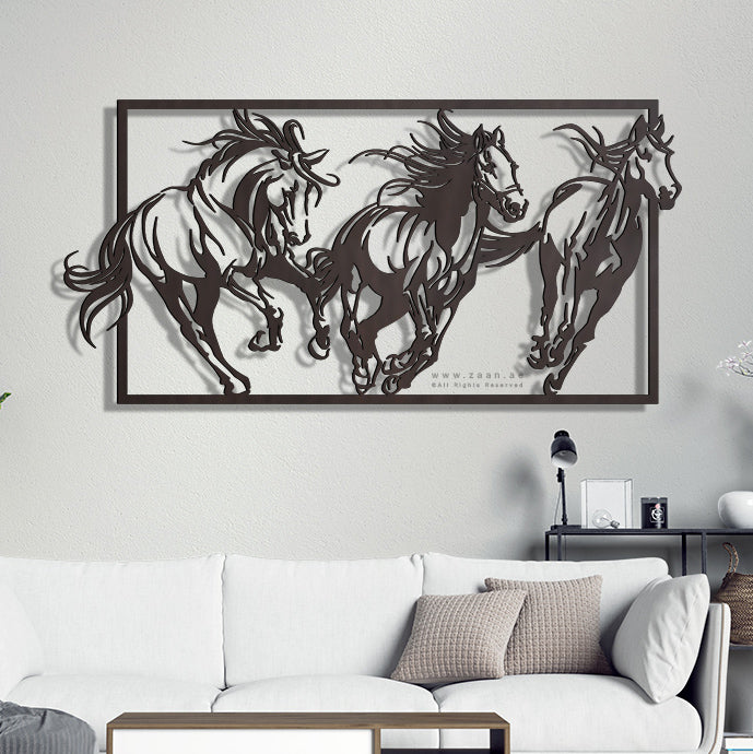 Horses Wall Art لوحة الخيول - Basic ( Wood & Acrylic ) ( HZN04 )