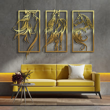 Load image into Gallery viewer, Horses Wall Art لوحة الخيول - Basic / Premium ( 3pc Set ) ( HZN02 )