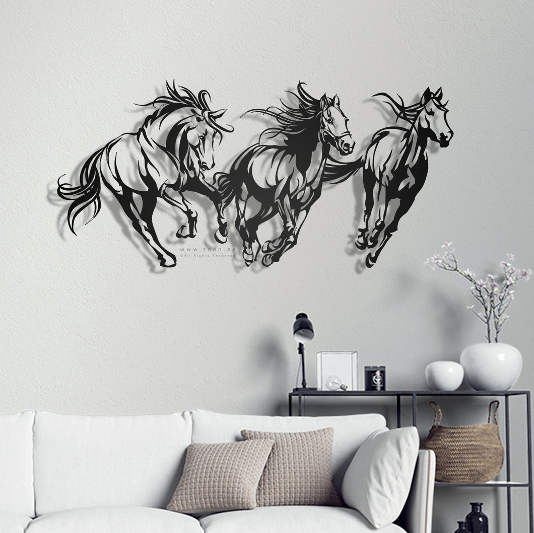 Horses Wall Art لوحة الخيول- Premium ( Metal ) ( HZN03 )