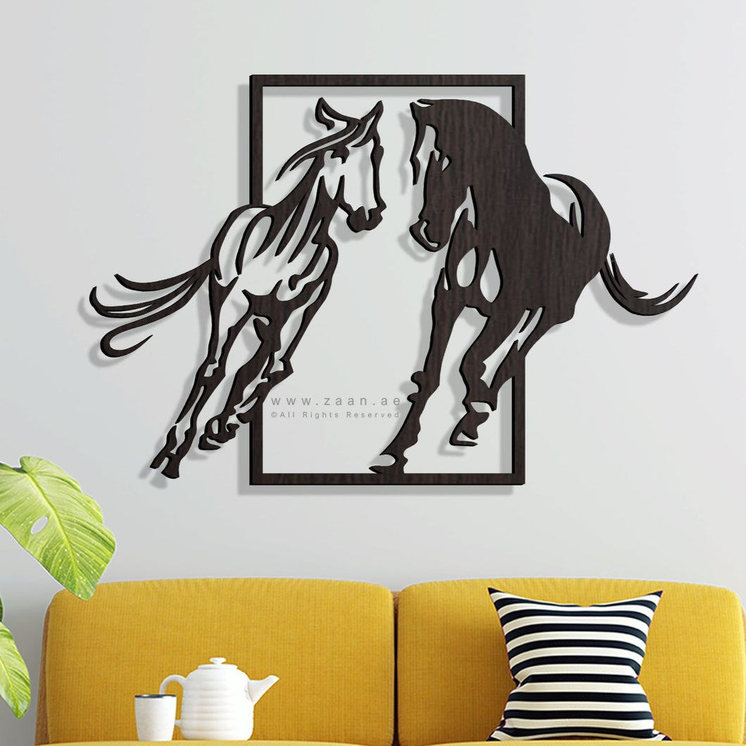 Horses Wall Art لوحة الخيول - Basic ( Wood & Acrylic ) ( HZN09 )
