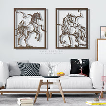 Load image into Gallery viewer, Horses Wall Art لوحة الخيول - Premium ( Metal ) ( 2pc Set ) ( HZN01 )
