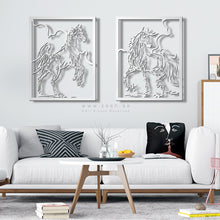 Load image into Gallery viewer, Horses Wall Art لوحة الخيول - Premium ( Metal ) ( 2pc Set ) ( HZN01 )
