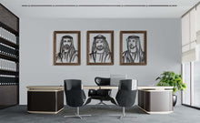 Load image into Gallery viewer, ( VIP ) Sheikh Mohammed, Sheikh Khalid & Sheikh Mansour الشيخ محمد & الشيخ منصور & الشيخ خالد- Premium ( Metal + Beech Wood ) ( 3pc Set ) ( VPSZN05 )