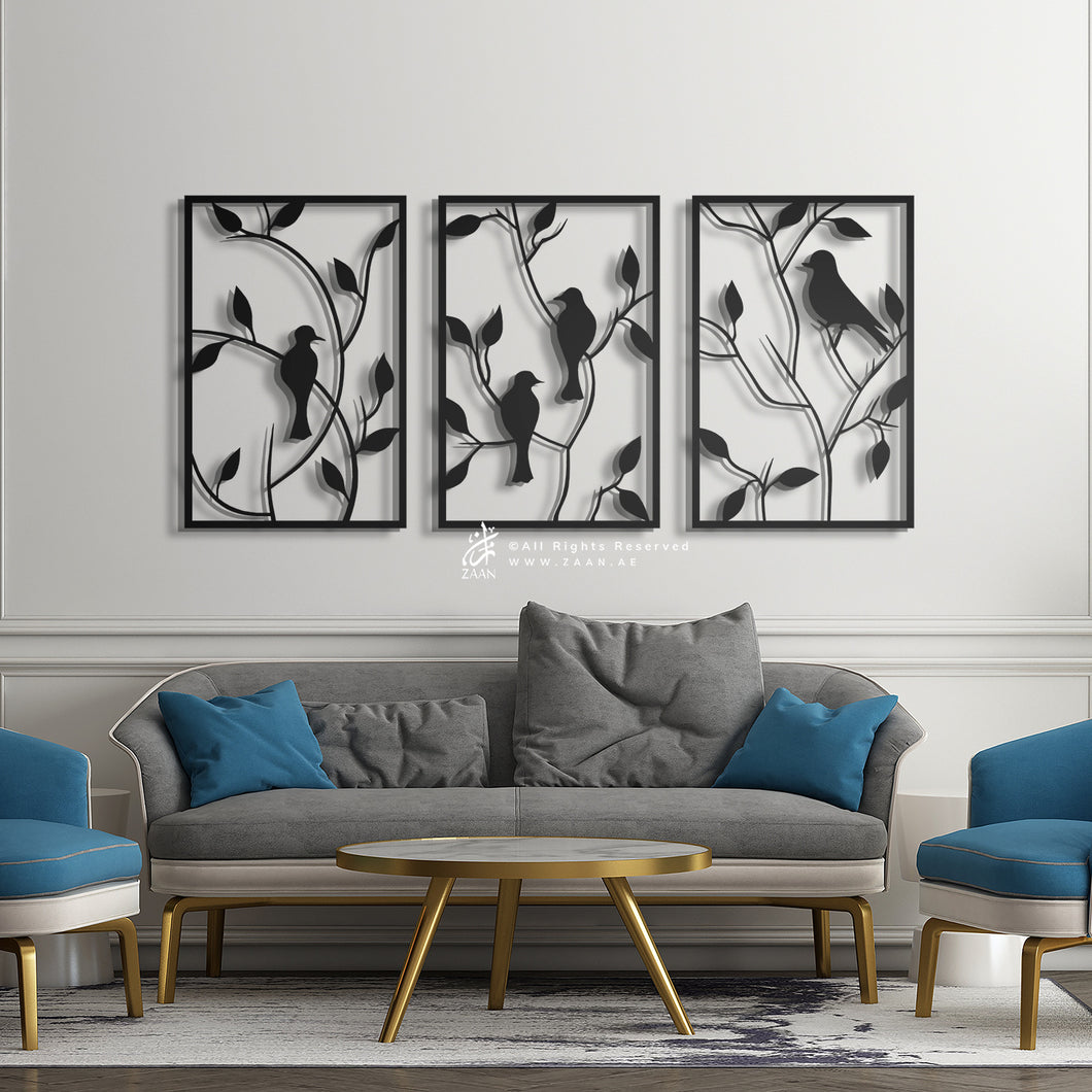 Birds Wall Art - Basic / Premium ( 3pc Set ) ( BRZN01 )