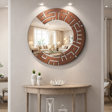 Load image into Gallery viewer, Rounded Wall Mirror مرآة حائط ادخلوها بسلام آمنين ( MRZN08 )
