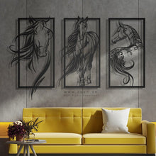 Load image into Gallery viewer, Horses Wall Art لوحة الخيول - Basic / Premium ( 3pc Set ) ( HZN02 )
