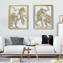 Load image into Gallery viewer, Horses Wall Art لوحة الخيول - Premium ( Metal ) ( 2pc Set ) ( HZN01 )
