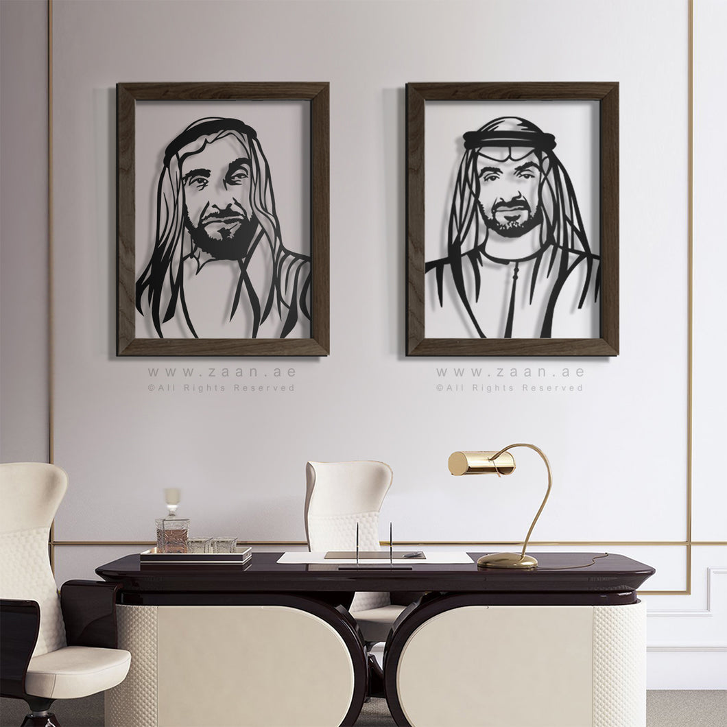( VIP ) Sheikh Mohammed & Sheikh Zayed bin Sultan Al Nahyan الشيخ محمد + الشيخ زايد بن سلطان آل نهيان - Premium ( 2pc Set ) ( VPSZN04 )